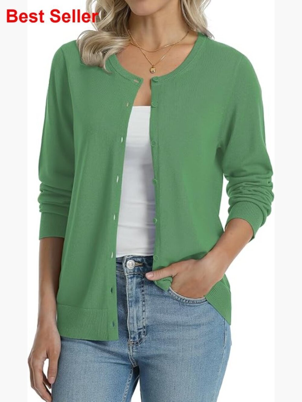 100% Cotton Lightweight Cardigan Long Sleeve Button Down Sweater
